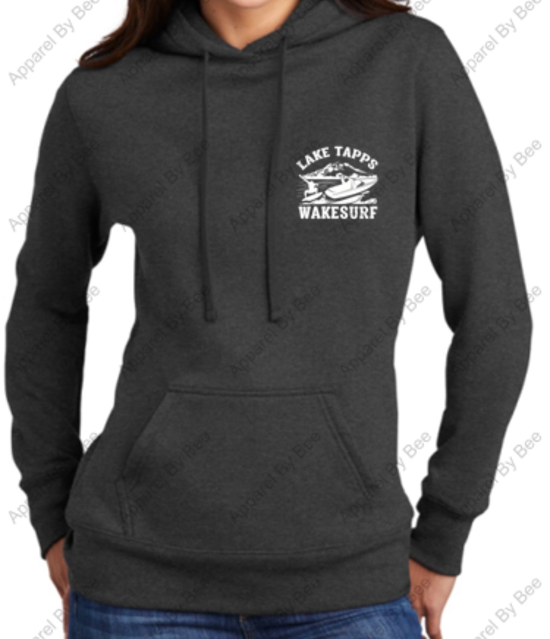 Lake Tapps Wake Surf Ladies Hoodie Large  BACK LOGO Small Chest logo