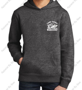 Lake Tapps Wake Surf Youth Hoodie Large BACK LOGO Small Chest logo