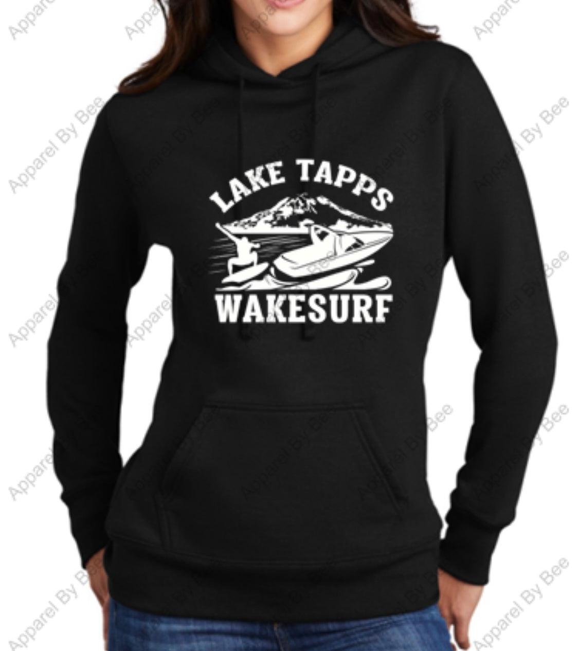 Lake Tapps Wake Surf Ladies Hoodie FRONT Logo