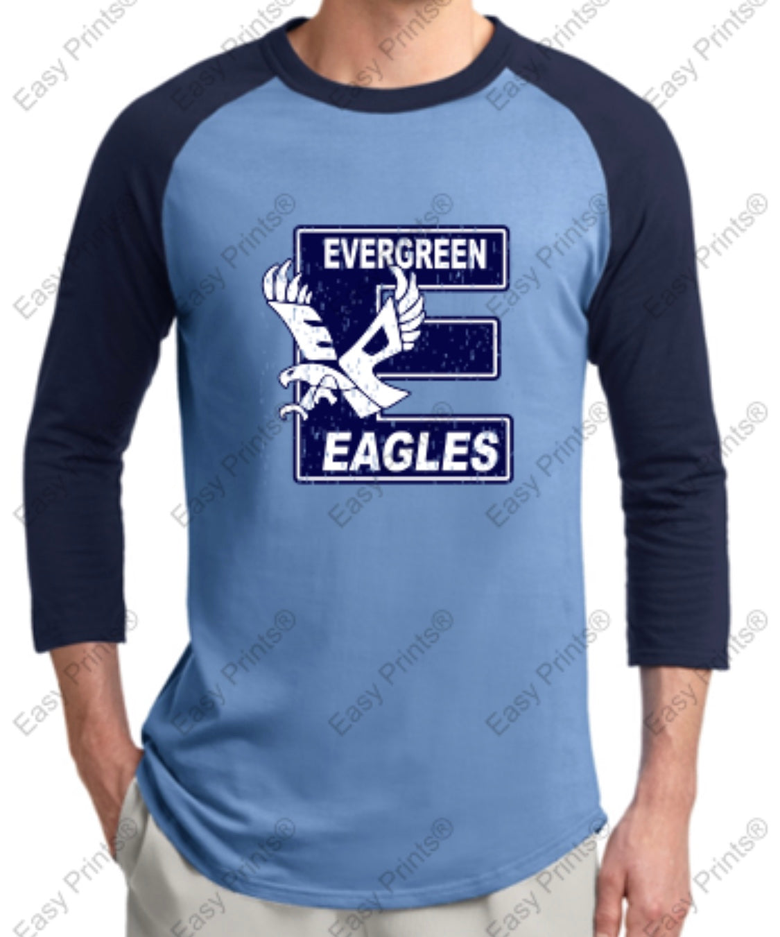 Evergreen Primary Big "E" 3/4 Sleeve Sport-Tek Tee