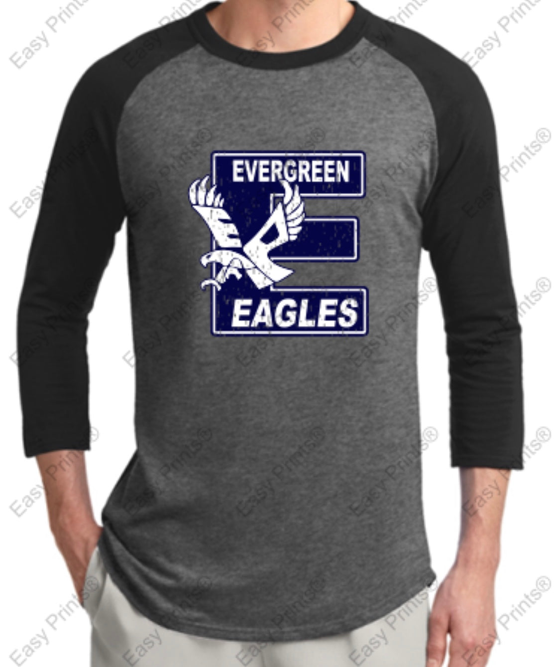 Evergreen Primary Big "E" 3/4 Sleeve Sport-Tek Tee