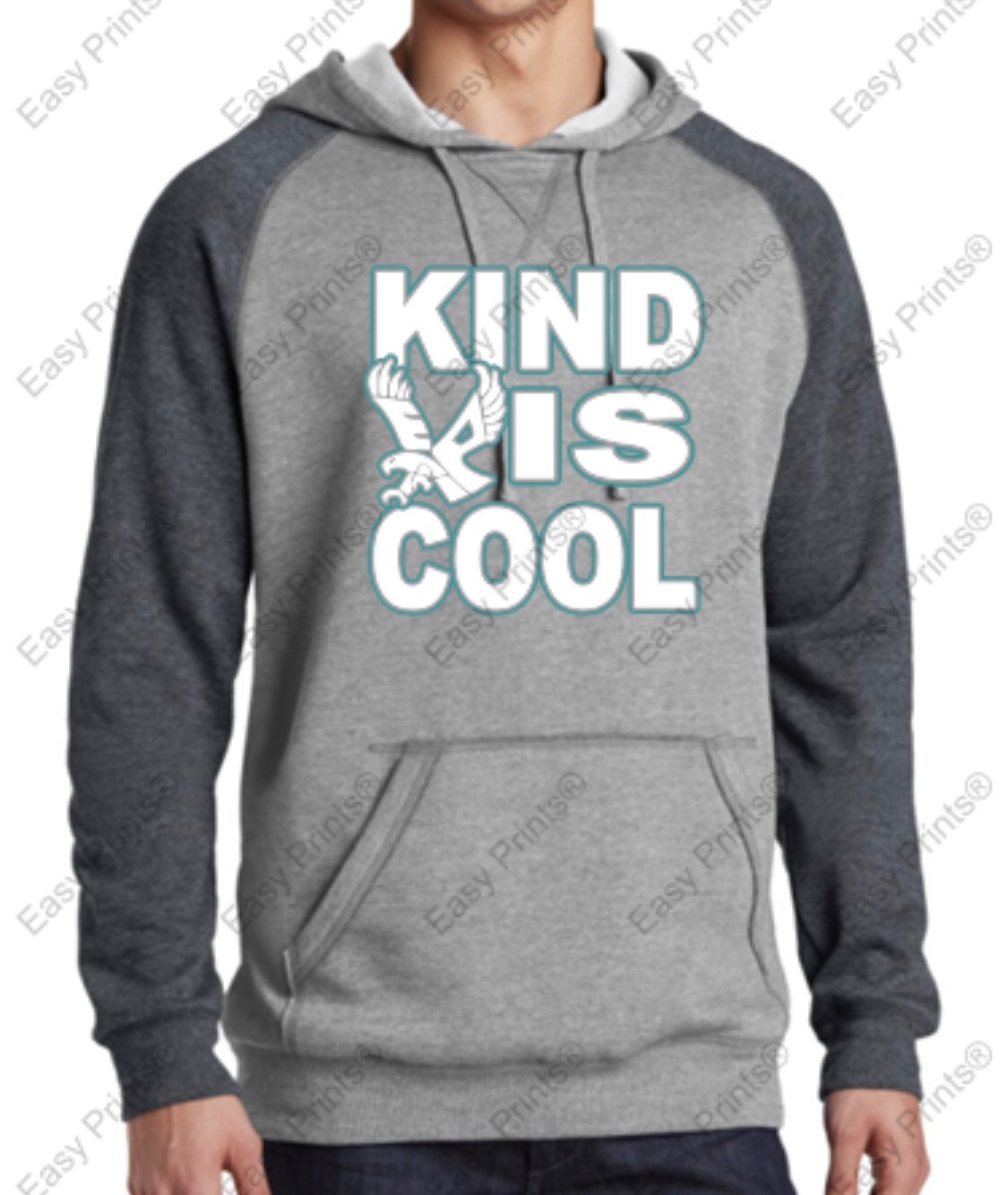 Adult Evergreen Primary "Kind is Cool" District Lightweight Fleece Raglan Hoodie