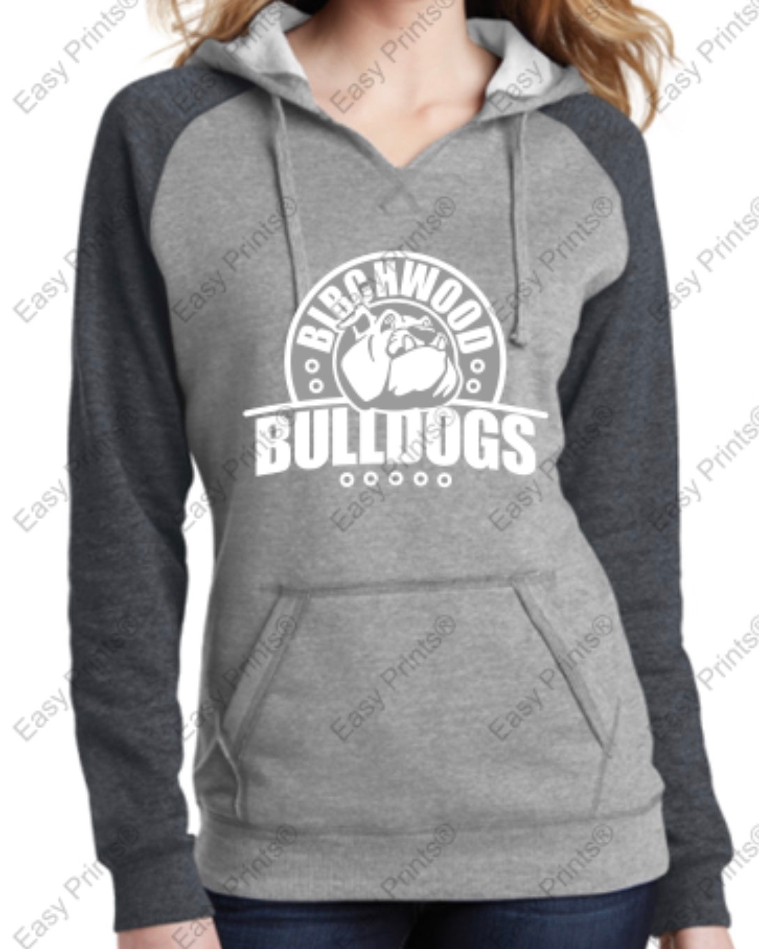 Birchwood Bulldogs Womens Lightweight Fleece Raglan Hoodie