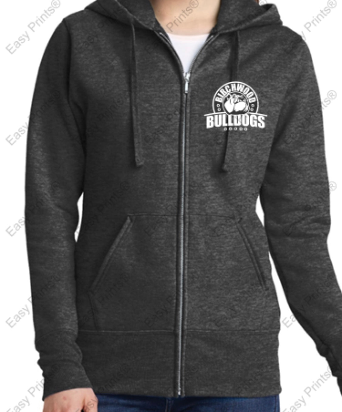 Birchwood Bulldogs Port & Company® Ladies Core Fleece Full-Zip Hooded Sweatshirt