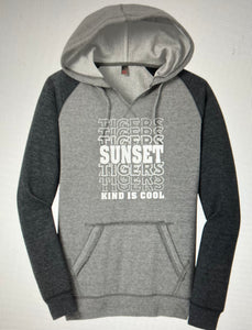 Sunset "Kind is Cool" Womens Lightweight Fleece Raglan Hoodie