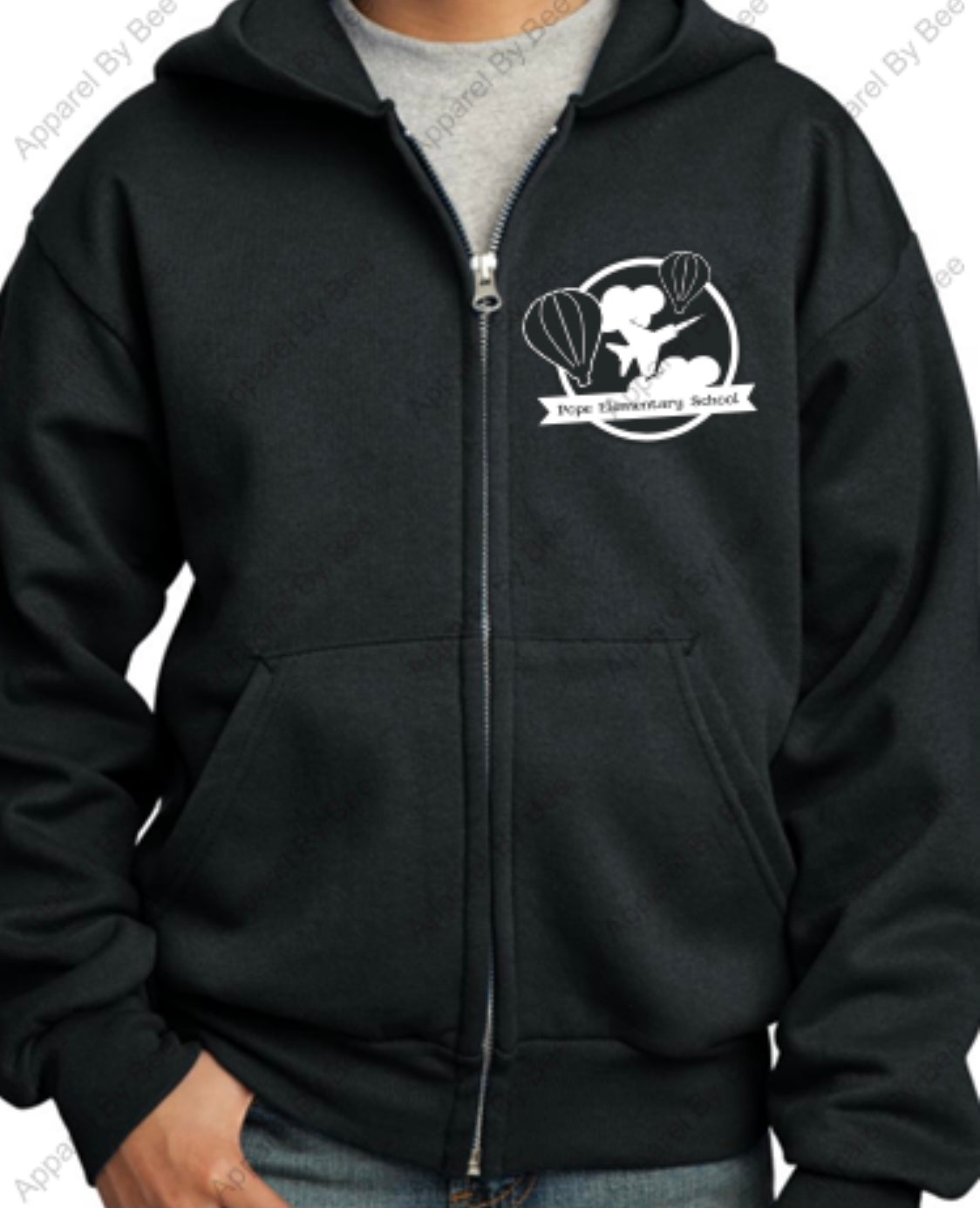 Pope Elementary "2021" Hot Air Balloon Theme Port & Company® - Core Fleece Full-Zip Adult and Youth Hooded Sweatshirt