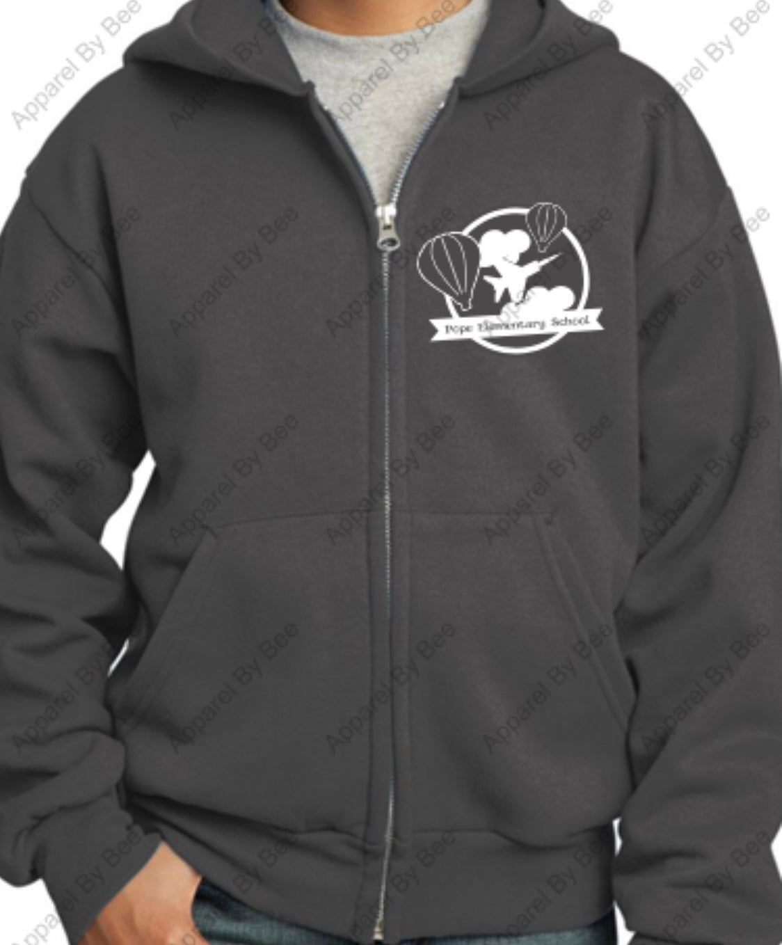 Pope Elementary "2021" Hot Air Balloon Theme Port & Company® - Core Fleece Full-Zip Adult and Youth Hooded Sweatshirt