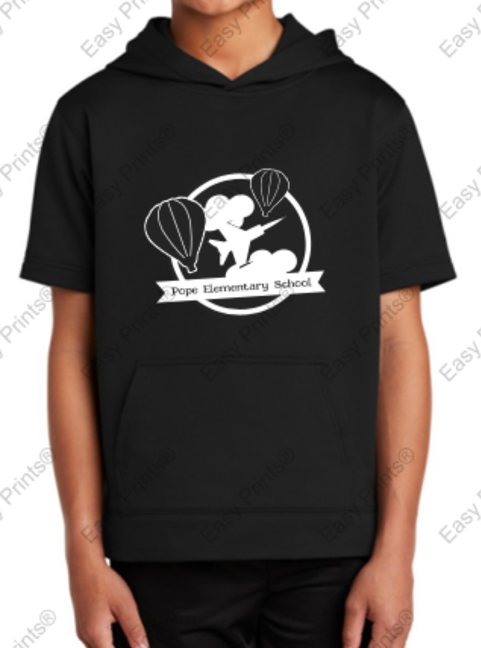 Sport Tek Youth Fleece Short Sleeve Hooded Sweatshirt