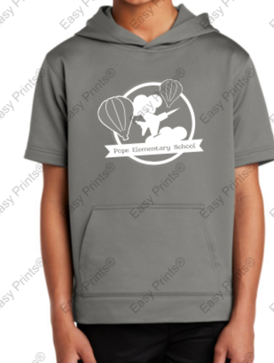 Sport Tek Youth Fleece Short Sleeve Hooded Sweatshirt