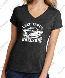 Lake Tapps Wake Surf Ladies V-Neck Tee