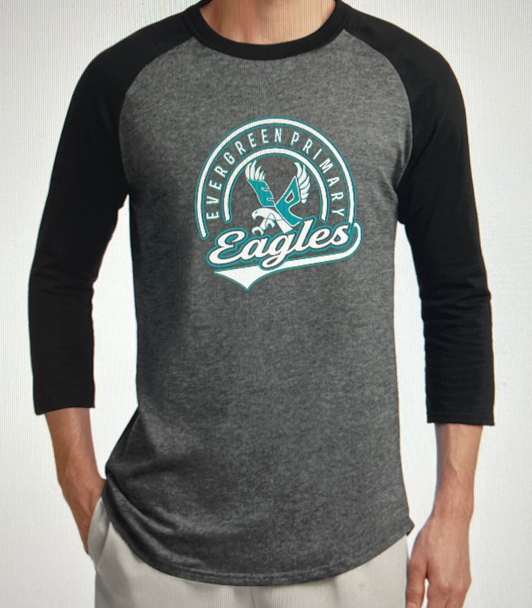 NEW Logo Adult Evergreen Primary 3/4 Sleeve Sport-Tek Tee