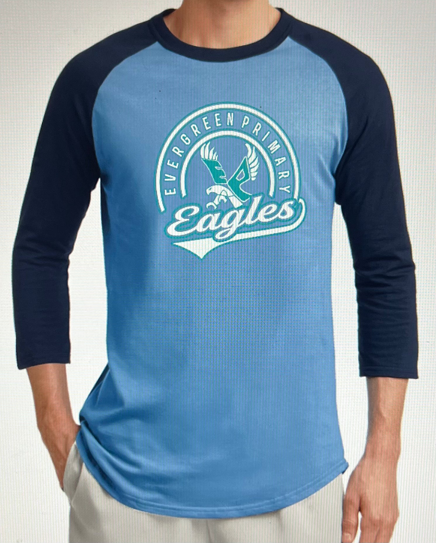 NEW Logo Adult Evergreen Primary 3/4 Sleeve Sport-Tek Tee